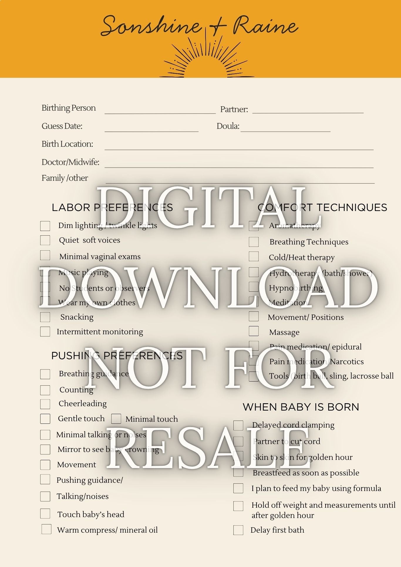 Pregnancy Birth & Postpartum Prep | Herbal Postpartum eBook Bonus included! - Printable Digital Download